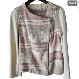 UNDER SKIES Women's Fair Isle Print Contrast Long Sleeve Full Zip Jacket Size‎ L